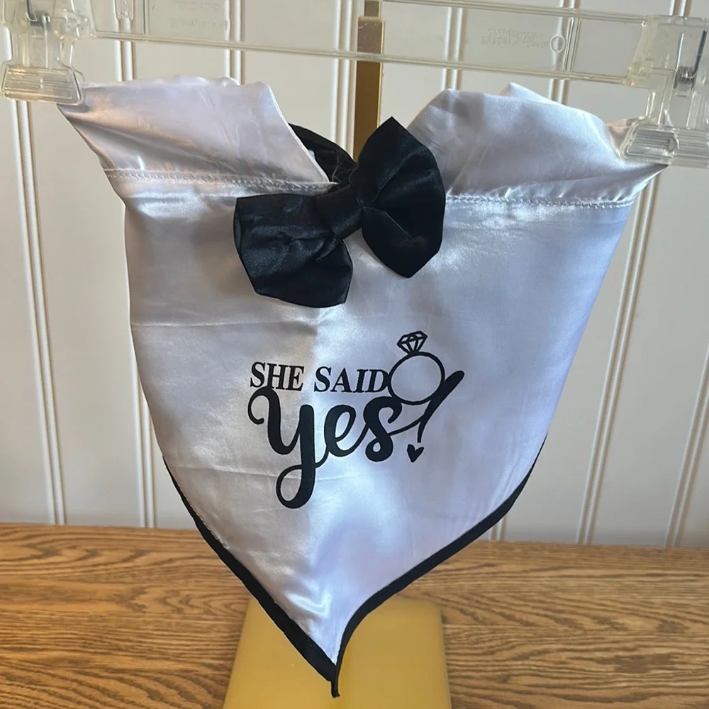 White and Black Wedding Bandana for your Pet. Wedding Decor.